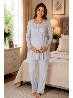Effortt 2403 Gri Lohusa Pijama Takım